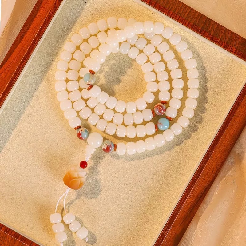 Bead Bracelet Men - White Bodhi Root 108 Beads Original