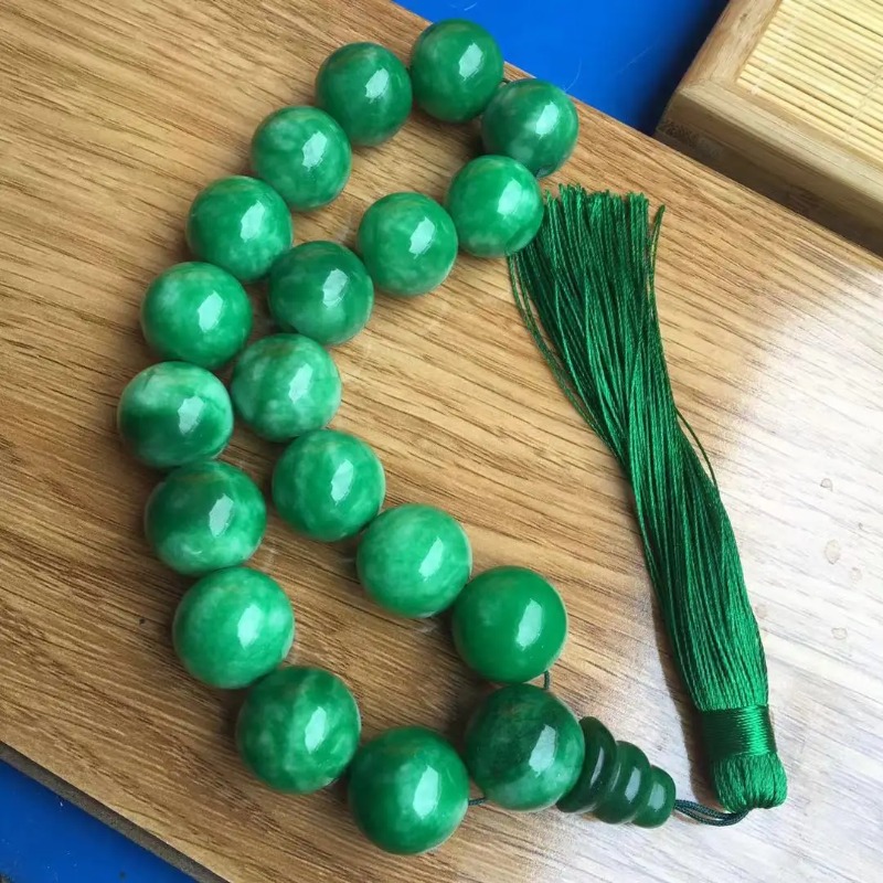 Bead Bracelet Men - Natural Green Jade Bracelets 13mm Beads