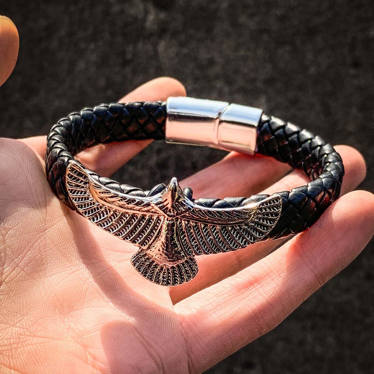 Men'S Accessories Hand Bands - Fashion Eagle Bracelet for Men Black