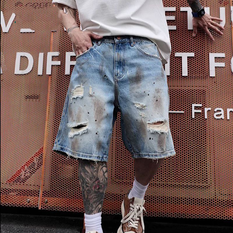 Men'S Accessories For Jeans - KIDWHXR Men's Denim Short Scontrast Color