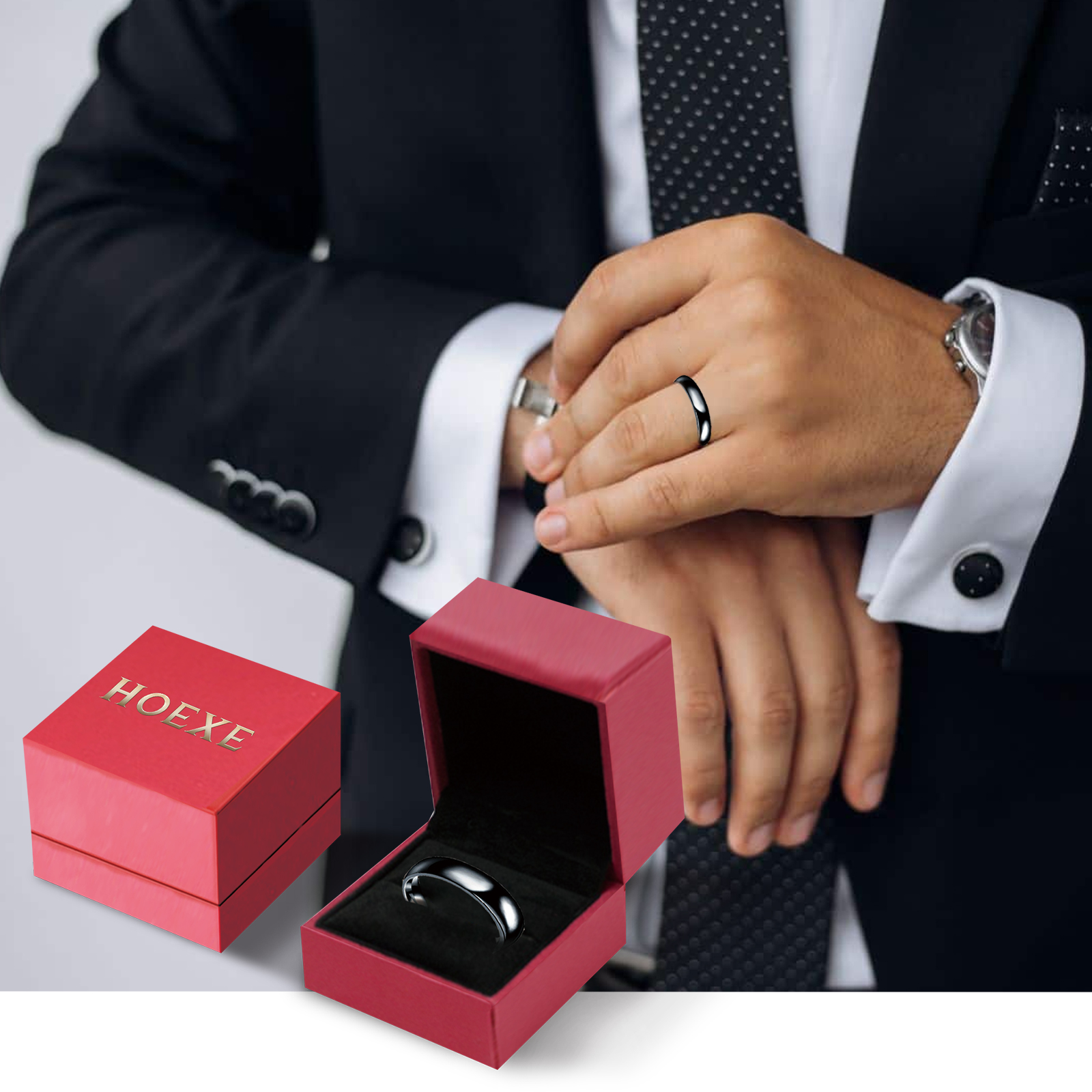 Hoexe Obsidian Ring Stainless  - Men'S Accessories Hand Bands 评论和价格