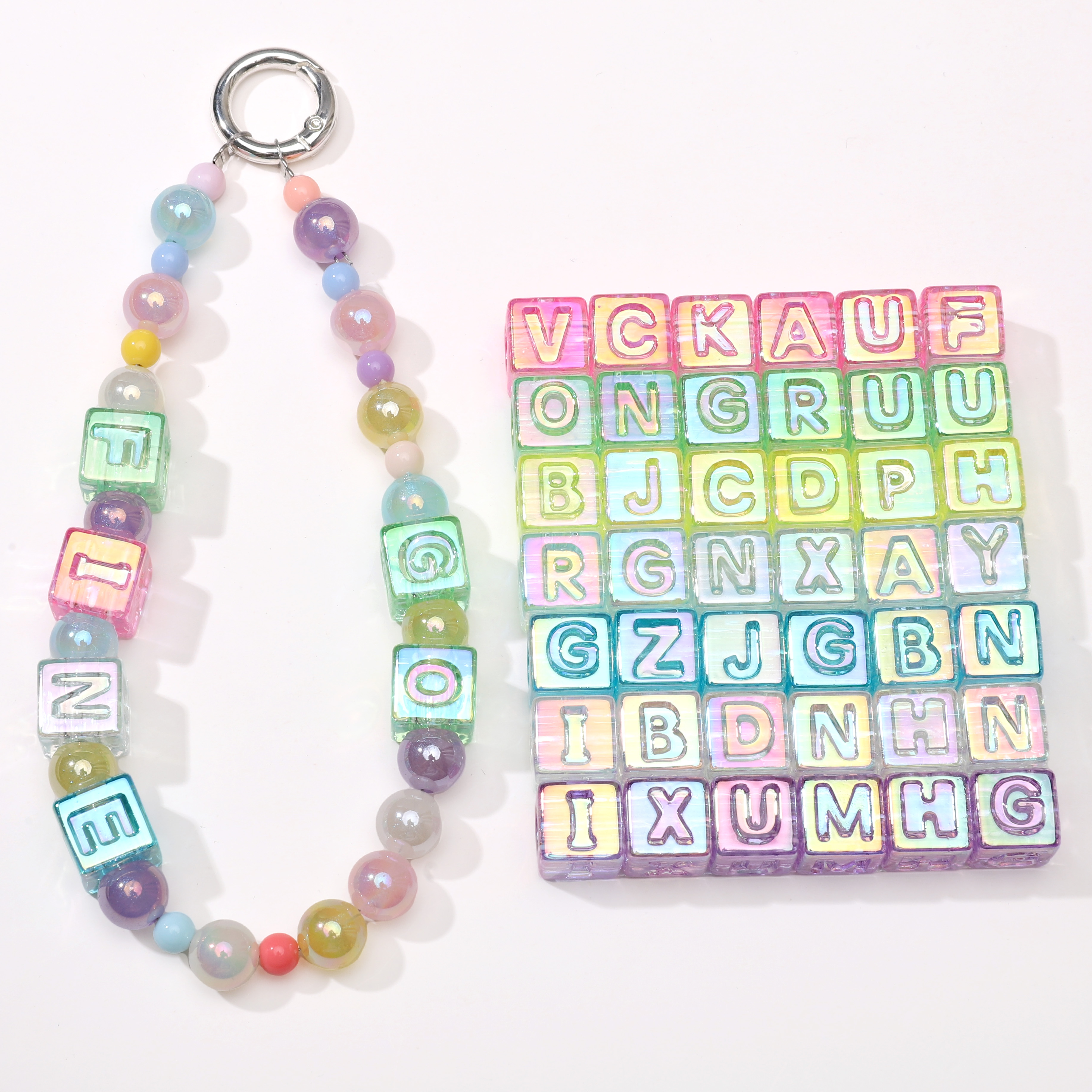 10Pcs beading Colorful Clear L - Bead Bracelet Men 评论和价格