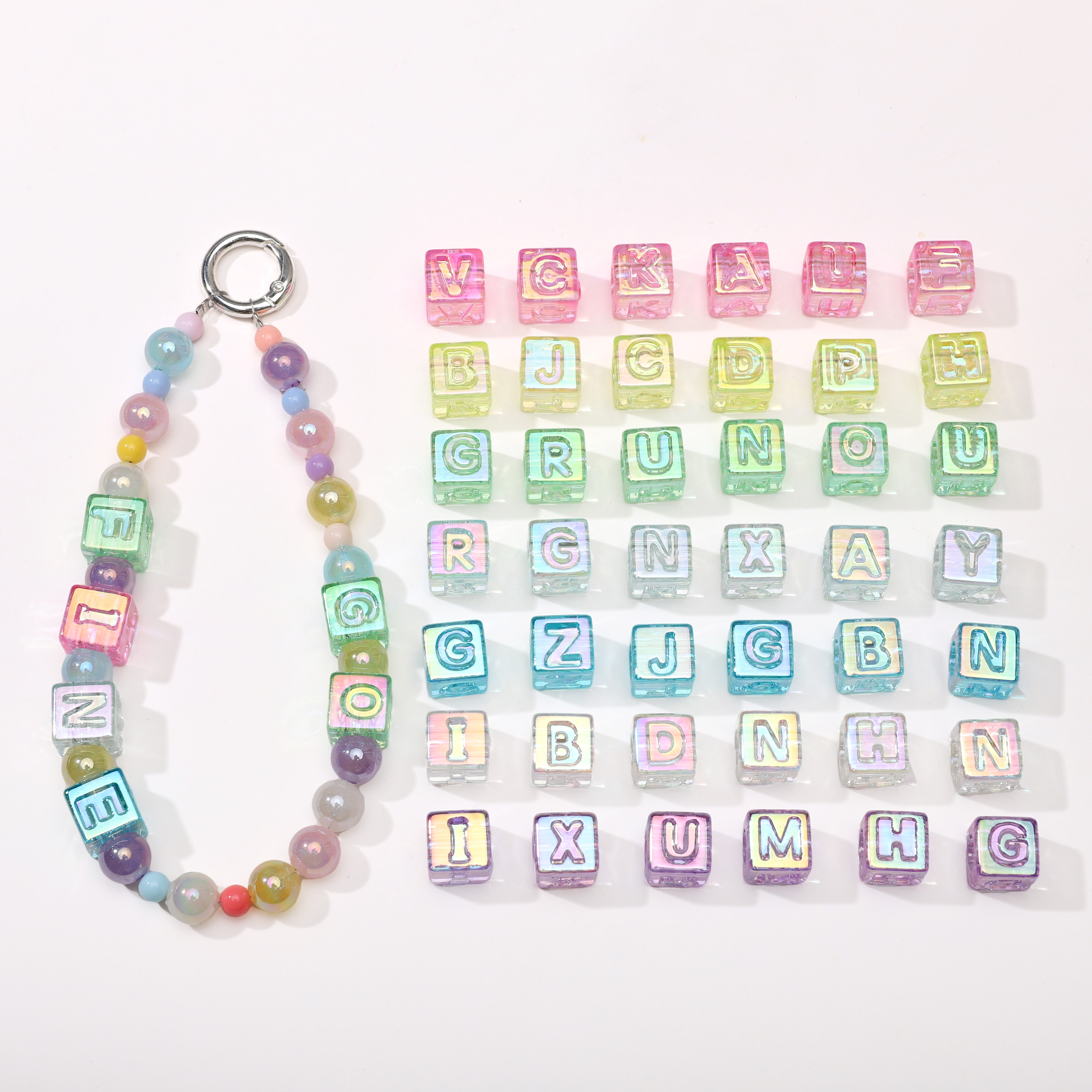 10Pcs beading Colorful Clear L - Bead Bracelet Men 评论和价格