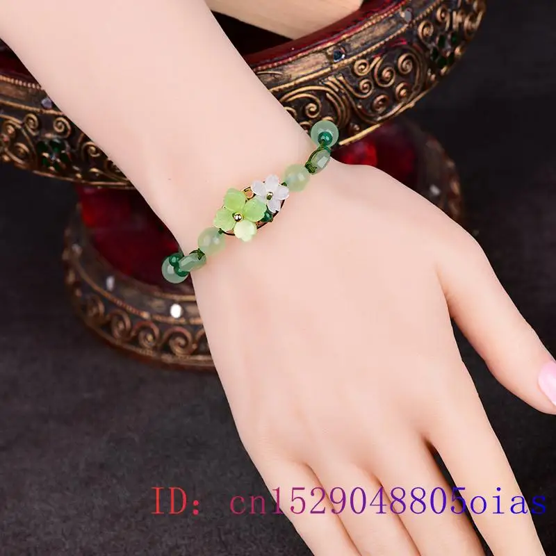 Green Jade Flower Bracelet Amu - Bead Bracelet Men 评论和价格
