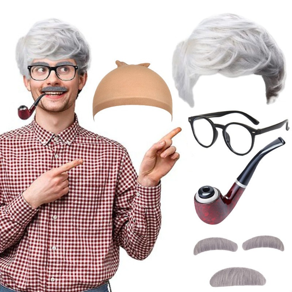 Grandpa Cos Wig Suit Stage Pla - Men'S Accessories Clothing 评论和价格