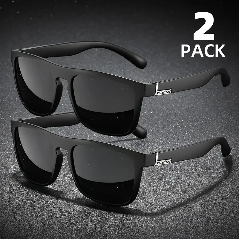 2PCS Fashion Square Sunglasses - Sunglasses Polarized Men 评论和价格