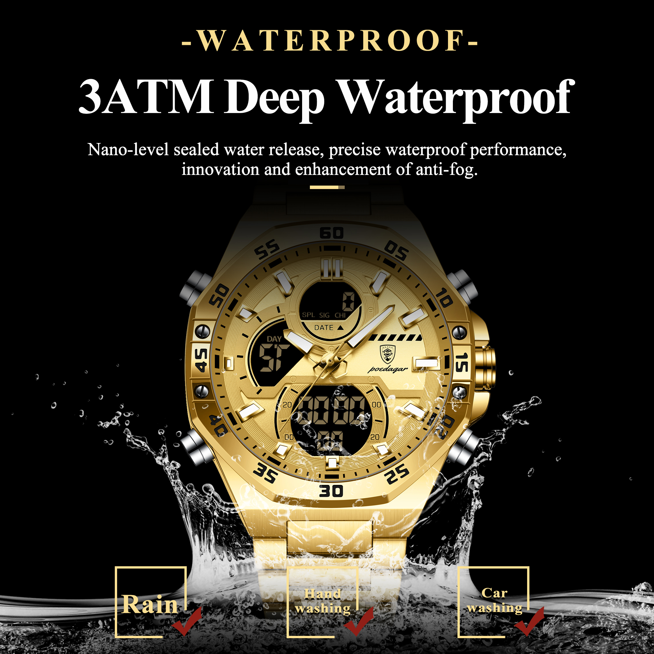 POEDAGAR Sport Men Watch LED W - Men Accessories Jewelry 评论和价格