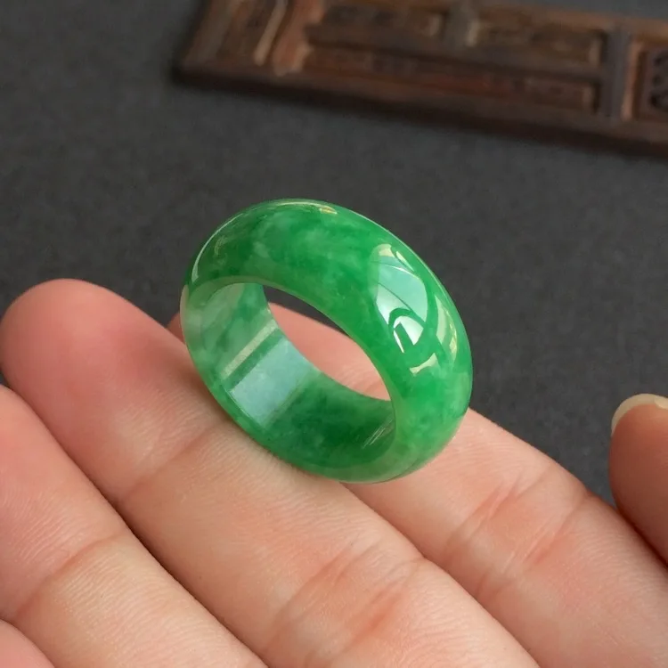 Natural Green Jade Ring Jadeit - Men Accessories Hand 评论和价格