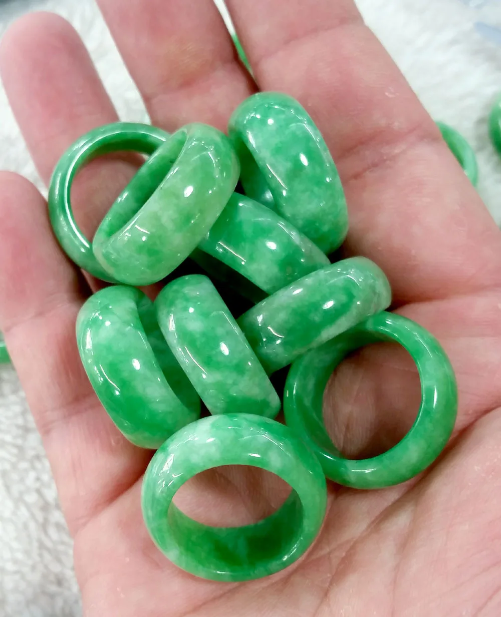Natural Green Jade Ring Jadeit - Men Accessories Hand 评论和价格