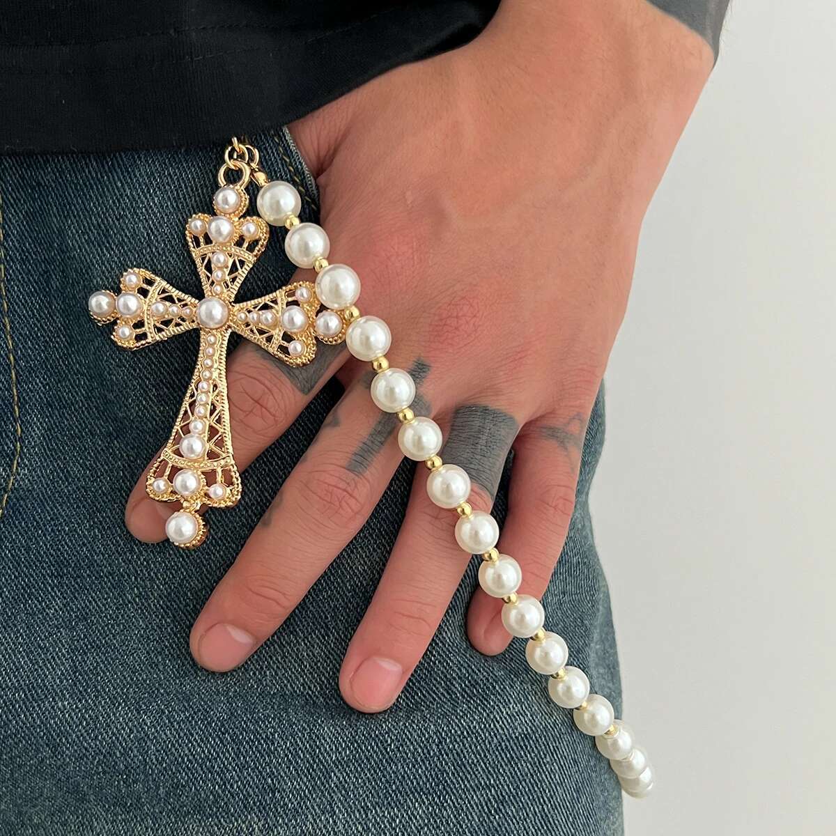 KunJoe Hip Hop Big Jesus Cross - Men'S Accessories For Jeans 评论和价格