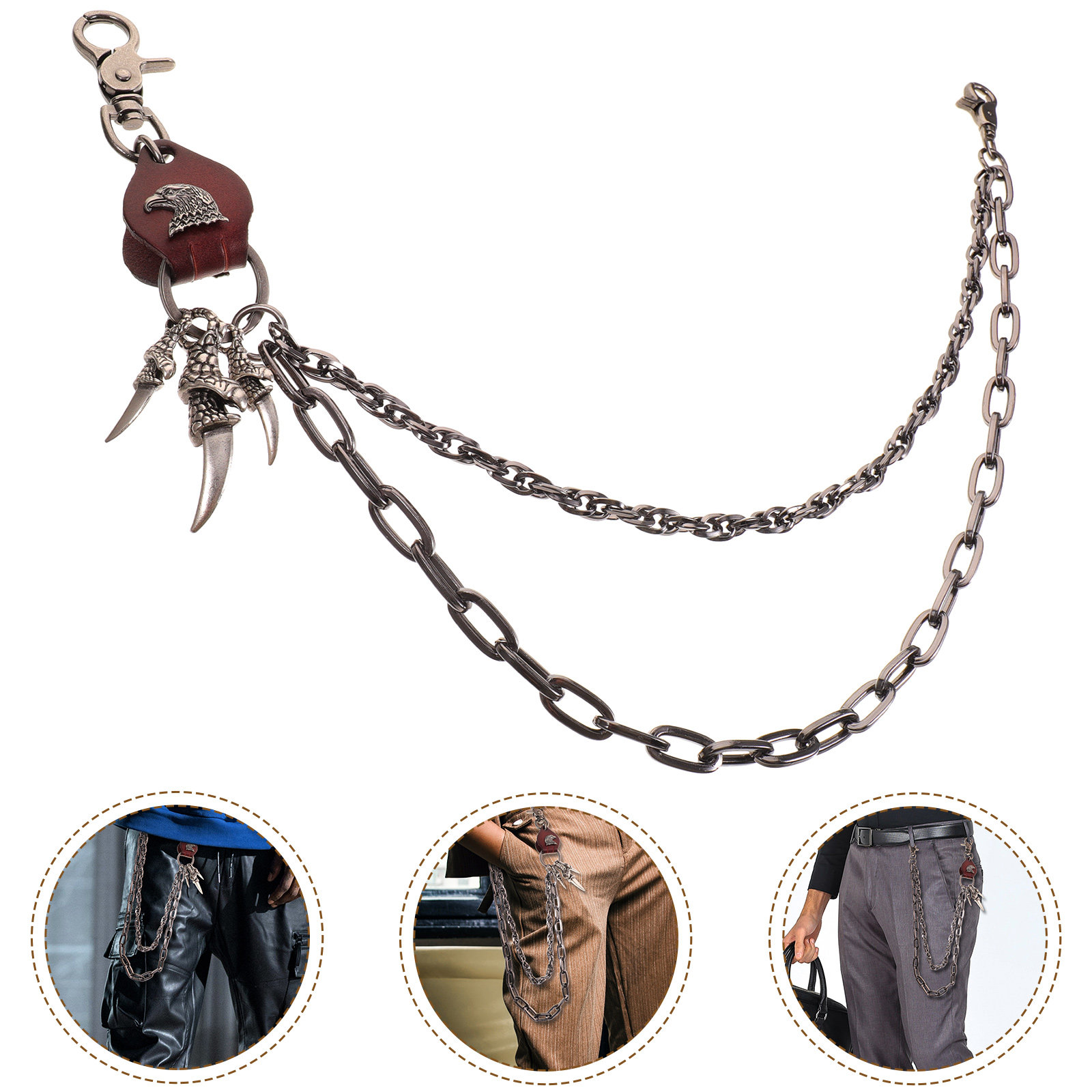 Premium Metal PU Pants Chain f - Men'S Accessories For Jeans 评论和价格