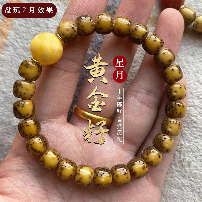 High Density Golden Seed Star  - Bead Bracelet Men 评论和价格