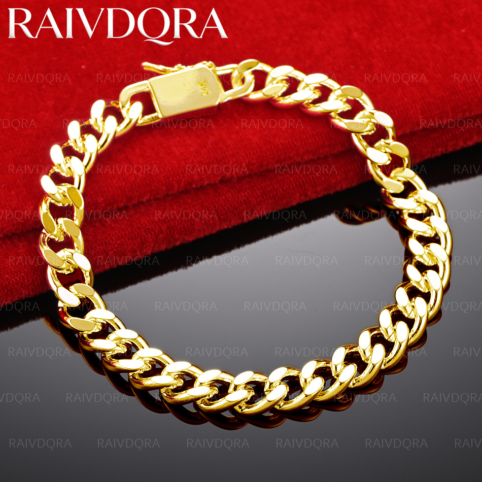18K Gold Plated 8mm Side Chain - Men Accessories Chain And Bracelet 评论和价格