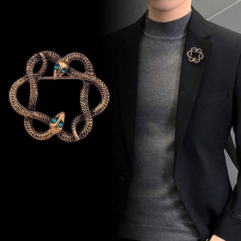 New Retro Metal Snake Brooch A - Men'S Accessories Clothing 评论和价格