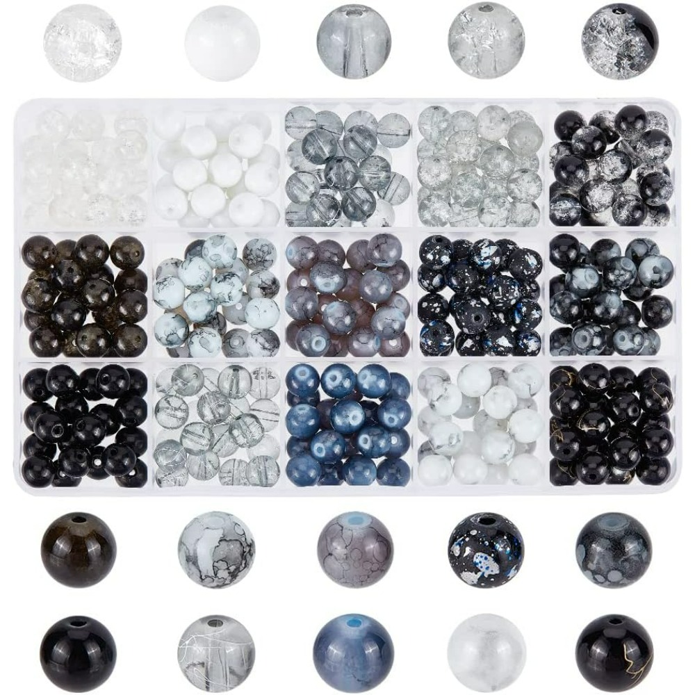 300pcs 8mm Black Glass Beads 1 - Bead Bracelet Men 评论和价格