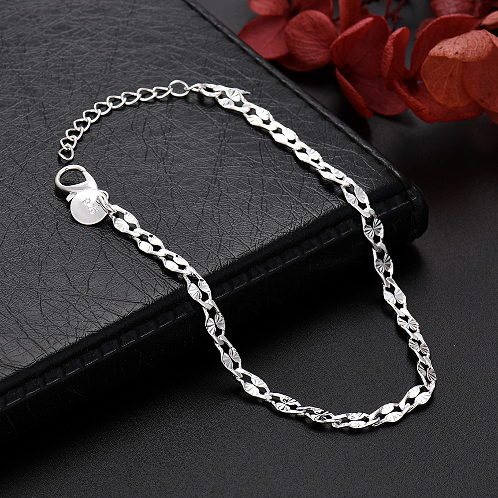 925 Sterling Silver pretty 4MM - Men Accessories Chain And Bracelet 评论和价格