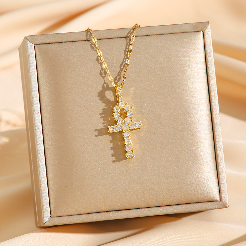 Fashion Hip Hop Zircon Ankh Cr - Men Accessories Photos 评论和价格