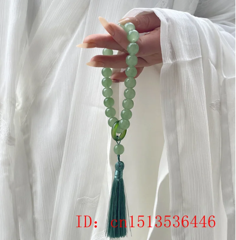 Green Jade Stone 12mm Beads Ta - Bead Bracelet Men 评论和价格